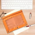 thumbnail image 5 of Pencil Pouch for 3 Ring Binder, 1-Pack 3 Hole Zipper Pencil Pouches with Clear Window, Orange Pencil Pouch, Sturdy and Durable Cloth Pencil Case for Home Office Supplies, 5 of 6