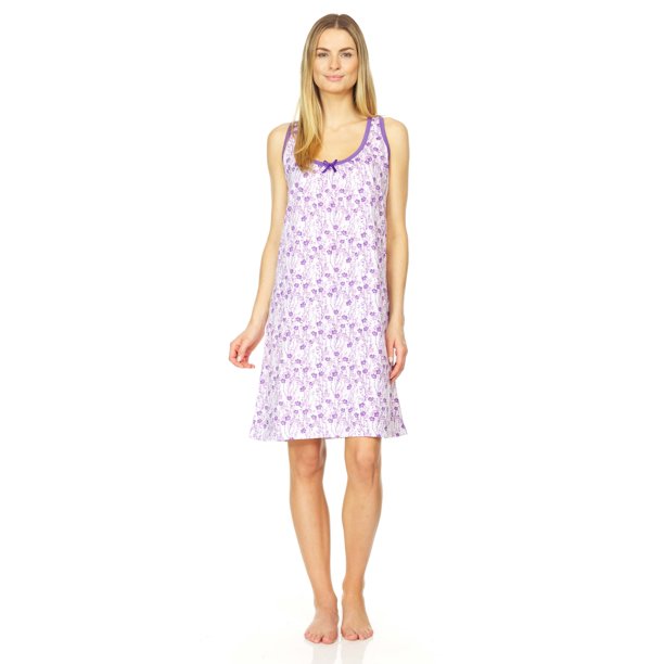 Lati Fashion 905 Women Nightgown Sleepwear Sleeveless Sleep Dress Nightshirt Purple L
