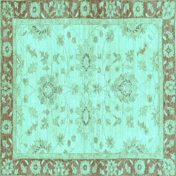 Ahgly Company Indoor Square Oriental Light Blue Traditional Area Rugs, 5' Square