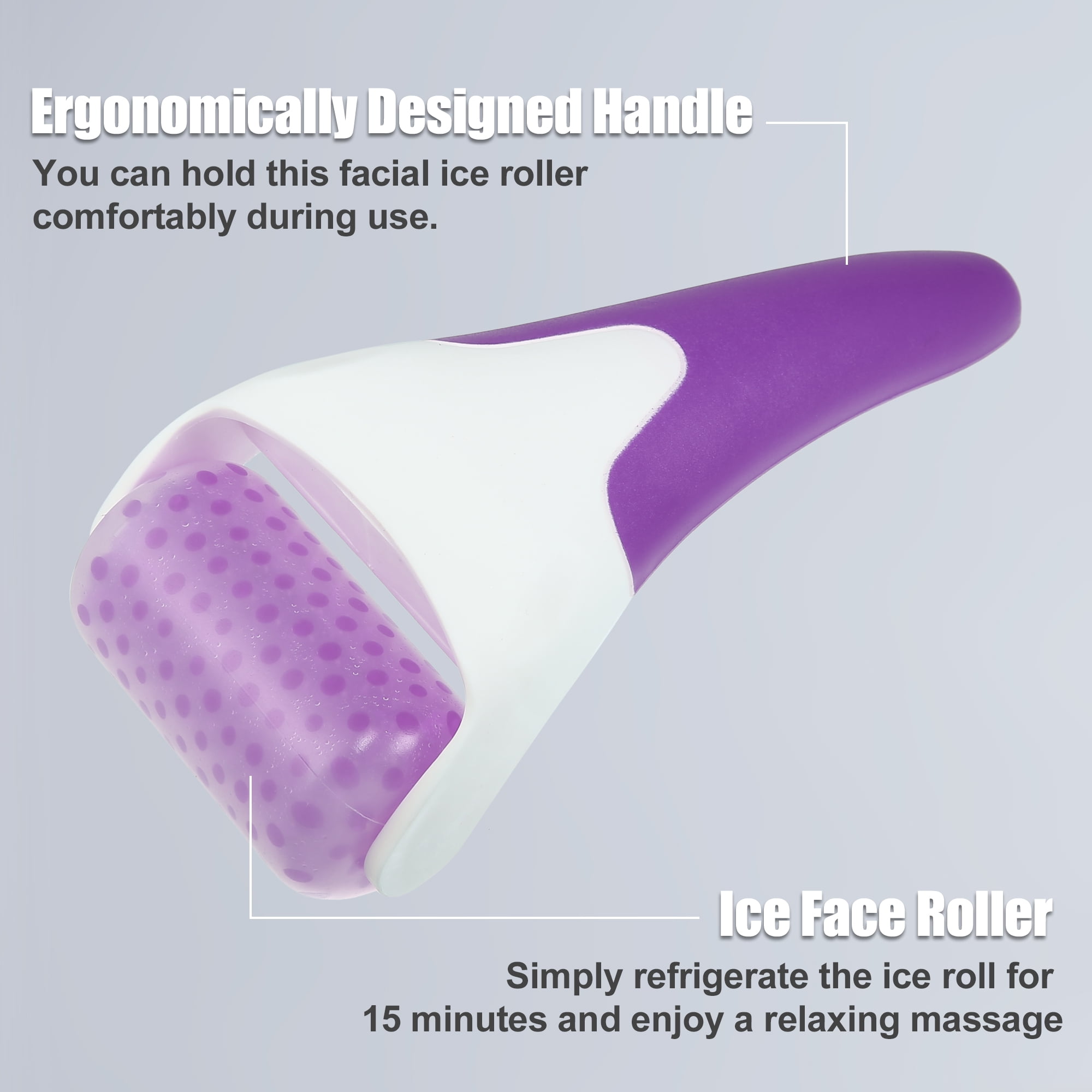 Unique Bargains 2 Pcs Ice Face Massager Facial Roller Pink Purple