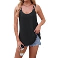 thumbnail image 2 of Womens Solid Color Round Neck Sleeveless Tank Top Basic Layering Undershirt Casual Black L, 2 of 9