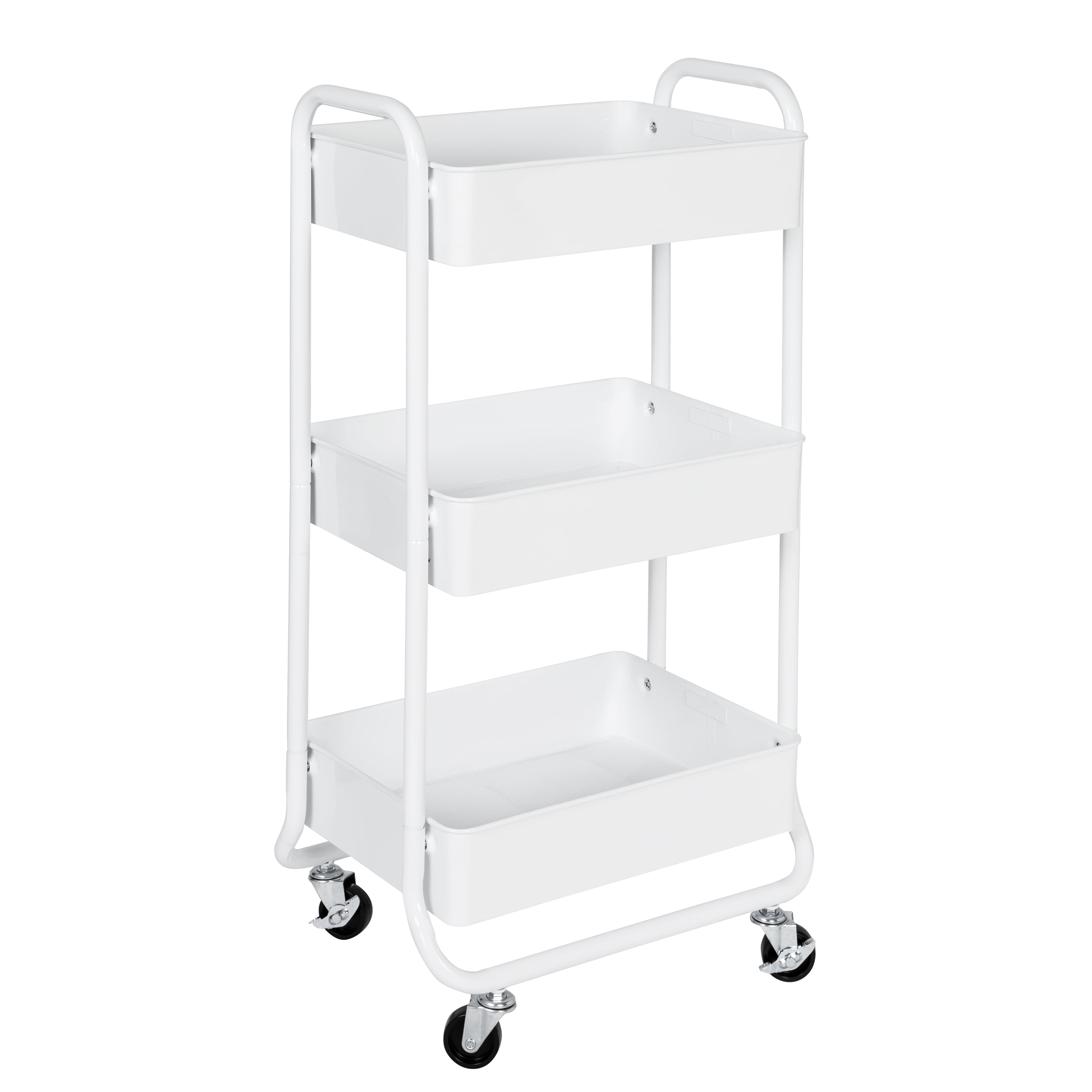 Honey Can Do 3Tier White Metal Rolling Cart
