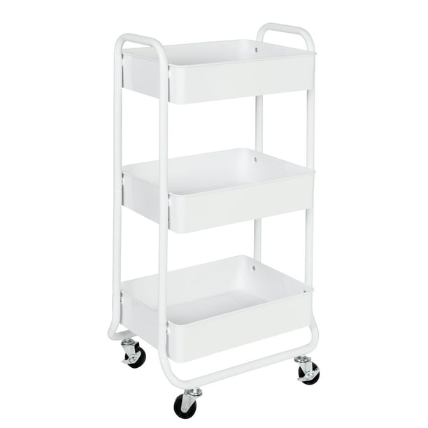 Honey Can Do 3Tier White Metal Rolling Cart