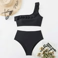 thumbnail image 6 of Sngxgn Bikini Set for Women Solid V Neck High Waisted Two Piece Swimsuit(Black,L), 6 of 9