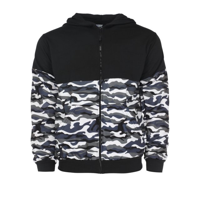 SUDADERA CON CIERRE PARA HOMBRE BLOQUE CAMUFLAJEADO MODA CASUAL Y DEPORTIVA TALLA M