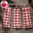 thumbnail image 2 of VHC Brands Cotton Annie Buffalo Check Red Button Loop Kitchen Towel Set of 3, Hanging Kitchen Towel, Pleated, Bath, Kitchen, Annie Buffalo Check Collection, Rectangle 21x7, Country Red, 2 of 3