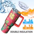 thumbnail image 3 of 40 oz Christmas Ornaments and Snowflakes Tumbler with Handle and Straw, Stainless Steel Cup 40 oz, Leak Proof Holiday Mug, Festive Gift, 3 of 4