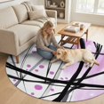 thumbnail image 2 of Pink Black Abstract Lines Round Area Rug 4Ft Washable Circle Rugs for Bedroom Dining Room, Modern Geometric Curves Non-Slip Carpet Floor Mats Indoor Outdoor Carpet Runner Aesthetic Home Decor, 2 of 8