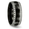 thumbnail image 4 of Auriga Fine Jewelry Stainless Steel Polished with Black Ceramic and CZ Ring for Women Size 8, 4 of 6