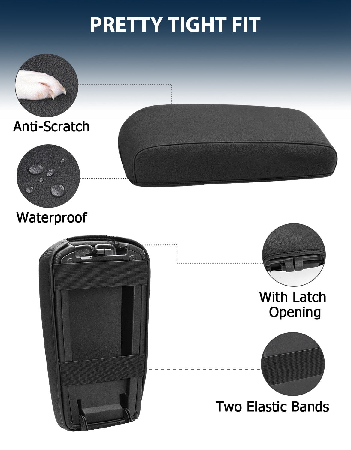 KBH Center Console Cover for 2013-2018 Nissan Altima Accessories Interior, Middle Console Lid Armrest Cover for Nissan Maxima 2009-2014, Black Leather Car Cushion Protector Pad