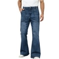 thumbnail image 2 of Mifsaly Wide Leg Flare Jeans Men Baggy Elastic Waist Denim Pants Comfortable Breathable Street Wear Summer Casual Clothes with Pockets L, 2 of 7