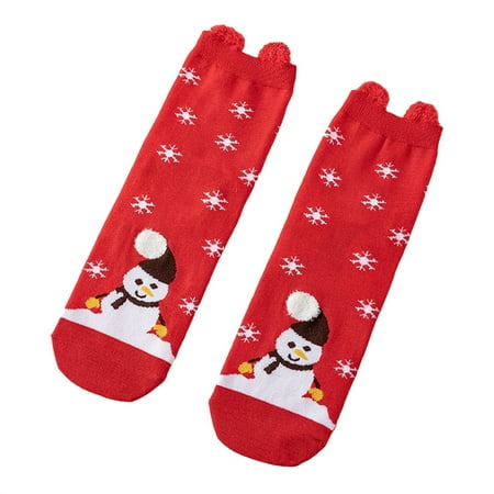 

Seyurigaoka Women Men Christmas Socks Knitting Cartoon 3D Ear Middle Tube Socks Funny Christmas Santa Claus Tree Female Gift Knitting Wear Sock