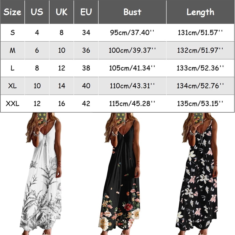 QYZEU Drop Waist Dress Women V Neck Sleeveless Elegant Beach Long Dresses  Thin Strap Floral Pattern Prom Dresses Flowy Breathable Lightweight Dresses  White XL - Walmart.com