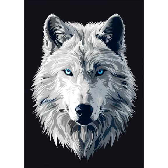 5D DIY Diamond Art Animal White Wolf DIY Paint with Full Drill Round Diamond Gems Painting by Number Kits for Adults Art Craft Home Wall Decor 15.8x19.8in(1)