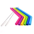 thumbnail image 5 of Cateissary Feiqiong 2019, pajita para beber respetuosa con el medio ambiente, pajitas de silicona reutilizables coloridas + cepillo limpiador, juegos Mostrada 4 Cateissary JJ18384-04, 5 of 5