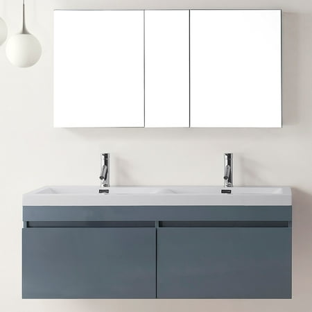 Virtu Usa Zuri 55 Inch Grey Double Sink Bathroom Vanity Virtu Usa Zuri 55 Inch Grey Double Sink Bathroom Vanity