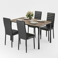 thumbnail image 3 of Asofer Dining Table Set for 4, Wood Dining Table with 4 PU Leather Chair for Home and Kitchen, Black, 3 of 10