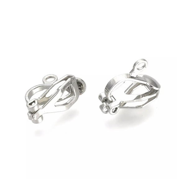U8MO 200PCS Iron Clip-on Earring Components For Non-Pierced Ears Platinum 12x6mm