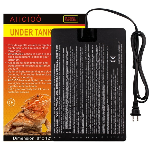 AIICIOO Reptile Heating Pad Fish Tank Heater Glass Container Heating Mat for Hermit Crab Bearded