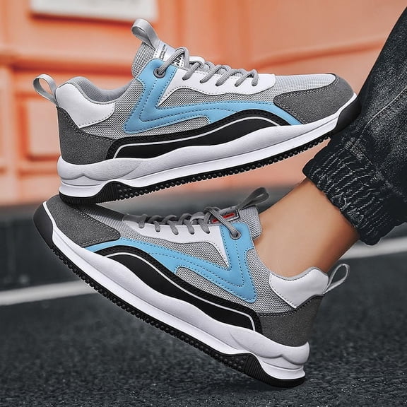 XIMIN Men's Suede Leather Platform Lace-Up Low Top Colorful Block Sneakers Non Slip Fashion Comfortable Lightweight Street Style Walking Workout Sport Work Tennis Shoes