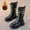 Black, variant on Boots For Girls Lace Up Riding Boots Mid Calf Combat Boots Goth Knee High Boots with Bukle (White 6-7 Years)