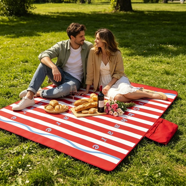 Manta impermeable para picnic al aire libre – Manta plegable grande de 200 x 150 cm para playa, camping, césped, parque y viajes.