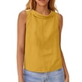 thumbnail image 2 of Women's Sleeveless Tank Tops Round Neck Cotton Linen Cute Summer Shirts 2026 Yellow S, 2 of 4