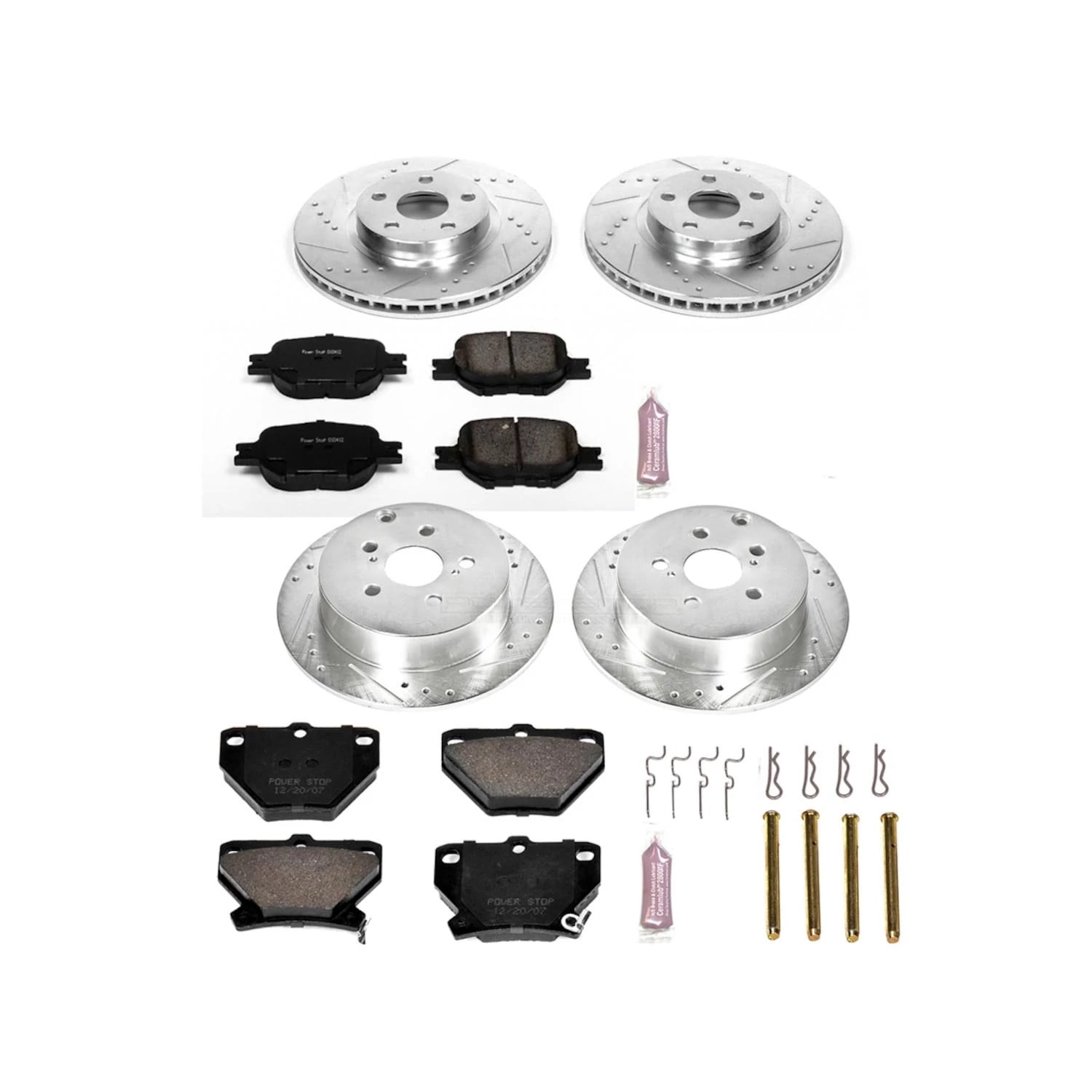 PowerStop Front and Rear Z23 Evolution Sport Carbon-Fiber Ceramic Brake Pad and Drilled & Slotted Rotor Kit Fits: TOYOTA Select Models K2314