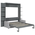 thumbnail image 4 of Queen Size Murphy Bed Wall Bed with Storage Shelve, Multifunctional Foldable Platform Bed Frame with Sofa, Space-Saving Design Bed for Guest-Room, Home, Office, Gray, 4 of 9