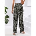 thumbnail image 7 of Chiclily Women Wide Leg Pants with Pockets High Waist Loose Belt Flowy Casual Trousers, US Size Small in Black Leopard, 7 of 7