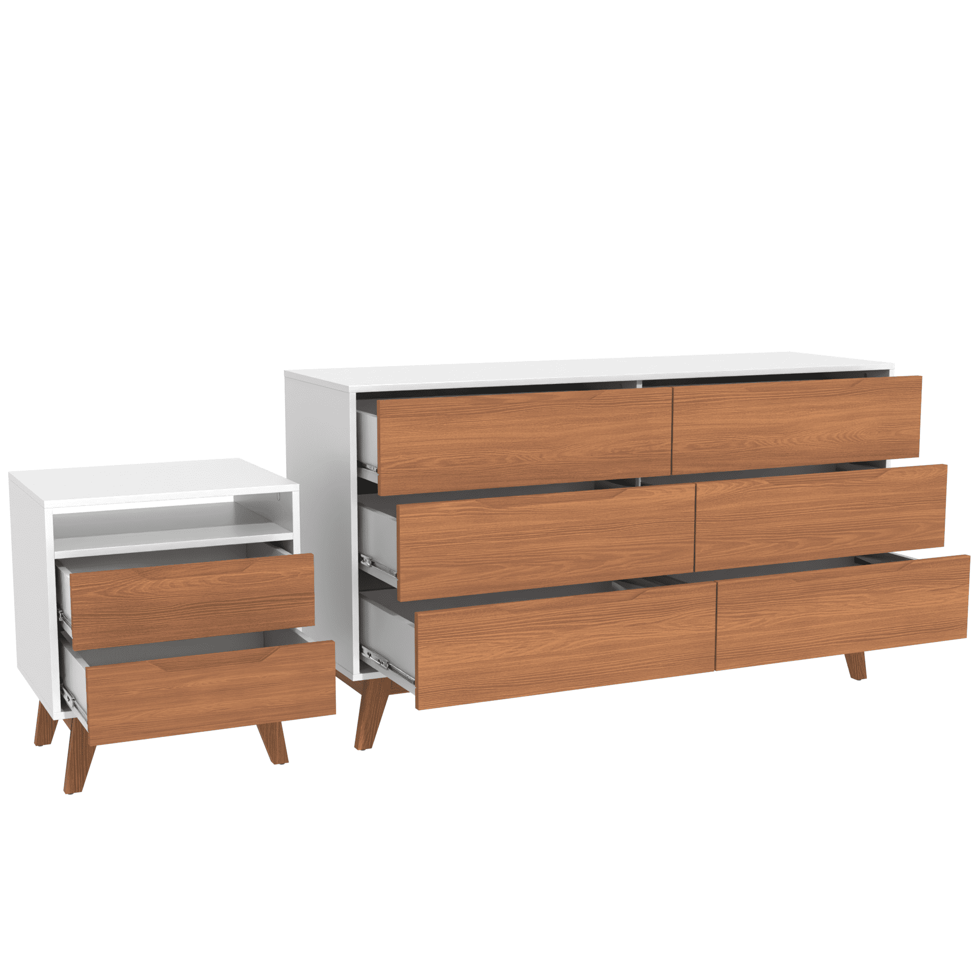 Kappesberg Bedroom Furniture Set with 6-Drawer Dresser and 2-Drawer Nightstand White/Golden Oak – Modern Storage Combo