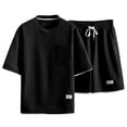 thumbnail image 6 of PNTUTB Men's Two-Piece Set Solid-Color Crew-Neck Short-Sleeve T-Shirt with Pockets and Drawstring Shorts Casual Minimalist Loose Comfortable Stylish Set, 6 of 7