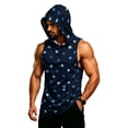 thumbnail image 3 of Graphic Camo Sleeveless Hooded Tank Top for Men, Muscle Fit Pullover Gym Vest - Quick-Dry Athletic Shirt with Pocket for Bodybuilding & Summer Training Blue L, 3 of 8