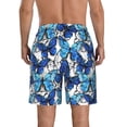 thumbnail image 3 of Naloa Blue and White Butterflies Men's Beach Shorts, Surfing shorts, Swim trunks, Quick Dry Swim Trunks for Surfing Beach Fun - Large, 3 of 9