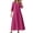 Hot Pink#127, variant on Women Dresses Solid Color Loose 3/4 Sleeve V Neck A-Line Midi Sundress Woman Handsome Casual Daily Party Dress,Black,Xxl