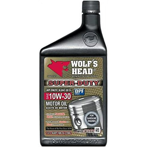 Wolf's Head Super Duty 10W-30 Motor Oil (836-91076-56) 1 Quart Bottle, Pack of 12