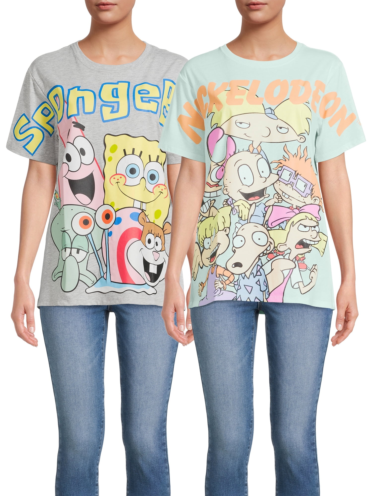 SpongeBob and Nickelodeon Juniors&rsquo; Graphic T-Shirts, 2-Pack - Walmart.com