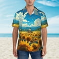 thumbnail image 4 of Balery Field Bicycle Young Sunflower Print Men's Hawaiian Shirts Short Sleeve Beach Shirt Relaxed Fit Vacation Button Down Shirts-Large, 4 of 9