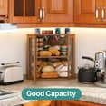 thumbnail image 6 of Corner Bread Box for Kitchen Counter, Bamboo Wood Large Capacity Bread Storage Bin with Acrylic Wavy Door Panel (Brown, Extra Large), 6 of 17