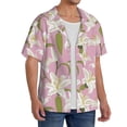 thumbnail image 2 of Sikiie Lilies Flowers Men's Wrinkle Free Untucked Cuban Shirt Business Casual Button Down Shirts Short Sleeve ShirtLarge, 2 of 5