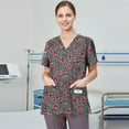 thumbnail image 6 of Garbnen Heart Print Scrub Top for Women Plus Size Stretch V Neck Short Sleeve Women Shirt Xmas Valentine's Day Holiday Prints Nursing Medical Uniform, 6 of 6