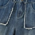 thumbnail image 5 of QIUOMBBP Raw Edge Jeans for Women High Waist High Waisted Straight Leg Denim Pants with Pockets Casual Baggy Jean Trousers, Light Blue, XL, 5 of 6