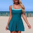 thumbnail image 2 of COMVALUE Women 2026 One Piece Swim Dress Swimsuit Tummy Control Cute Modest Skirt Bathing Suit Dress (Blue, S), 2 of 8