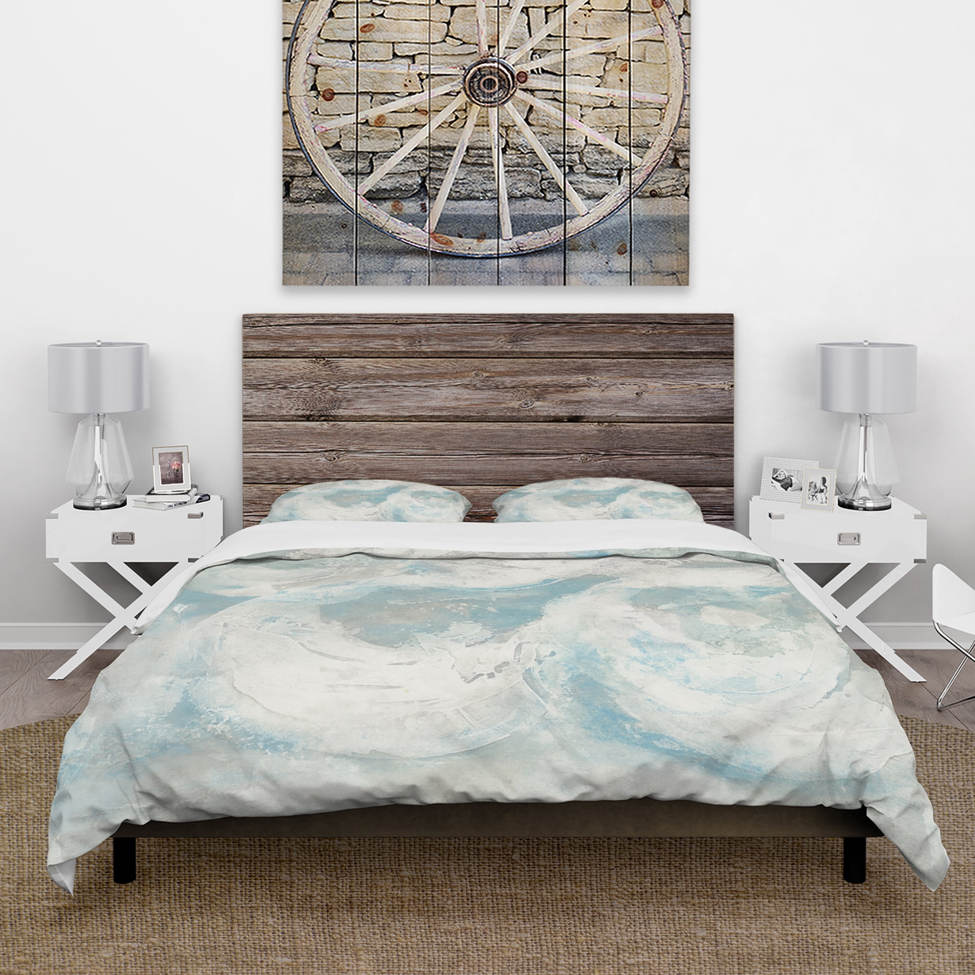 Designart 'Pale Blue Shade IV' Farmhouse Duvet Cover Set