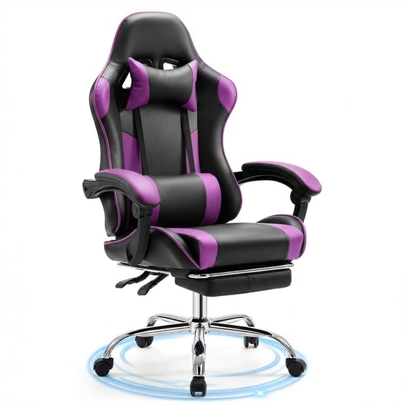 EDX Ergonomic Gaming Chair High Back Office Chair with Lumbar Support and Adjustable Armrests Swivel Racing Chair, Black and Purple