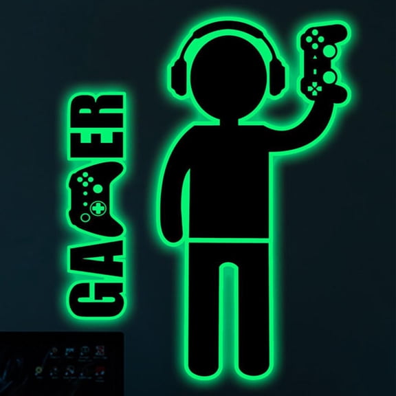 Wall Stickers Decor,Gaming Wall Decor,Room Decor Wall,Playroom Wall Decor,22.4*12IN Gamer Wall Decals Stickers Glow in The Dark Wall Decals Game Wall Stickers Gaming Controller Wall(Green)