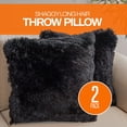 thumbnail image 3 of Cheer Collection Set of 2 Shaggy Hair Decorative Throw Pillows - 20x20, Black, 3 of 8