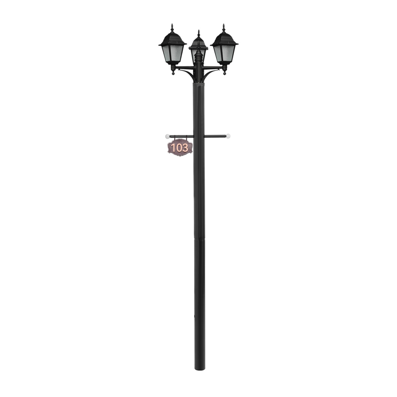 Outdoor Lamp Post with Cross Arm, Split Street Light Pole, Outdoor Lamp Post for Driveway, Pathways, Front Yard