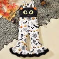 thumbnail image 2 of Cotton Halloween Romper Toddler Baby Girls Halloween Jumpsuit Sleeveless Sling Flared Bottoms Pumpkin Romper, 2 of 6