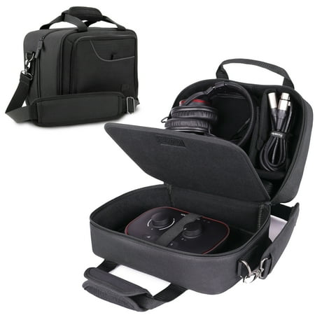 USA GEAR Podcast Equipment Case - Audio Interface Case Compatible with Focusrite Vocaster One Studio